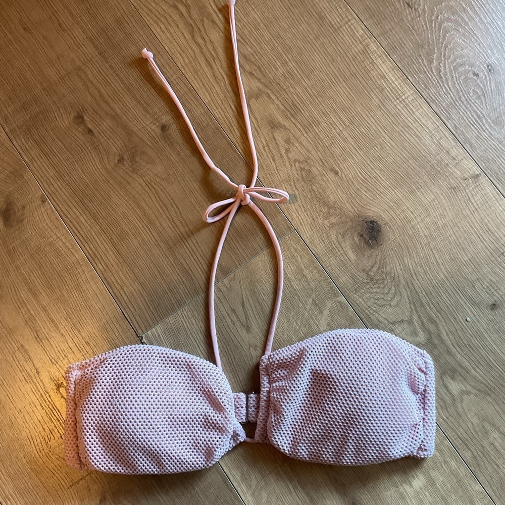 Victoria’s Secret PINK Bandeau Bikini Top Glitter Strap Pink Size Large